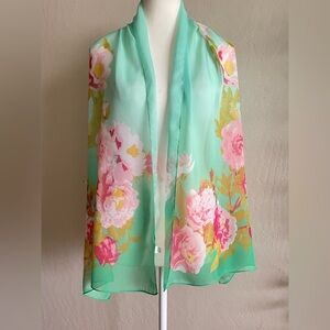 Peonies chiffon scarf